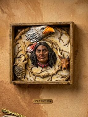 Native American 3-D Wall Art Eagle,Deer Wolf , Chief Earth Tones